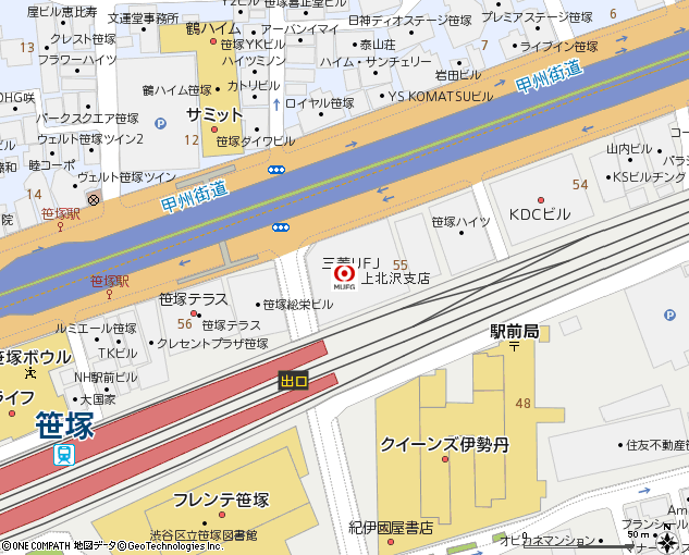 上北沢支店付近の地図